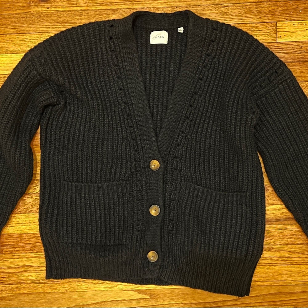 Doen Adelia Alpaca Cardigan Sweater in BLACK